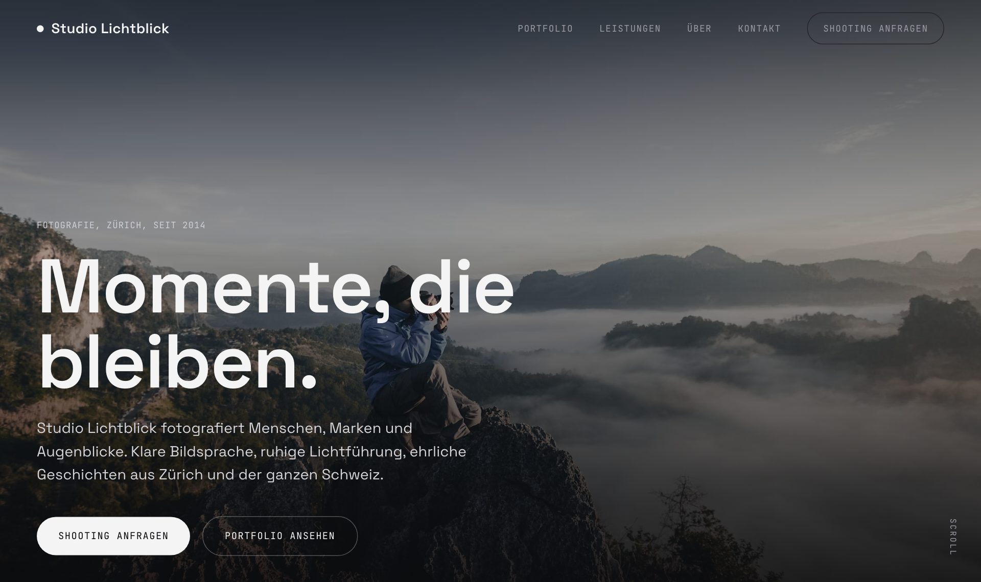 Website von Studio Lichtblick, Fotografie in Zürich