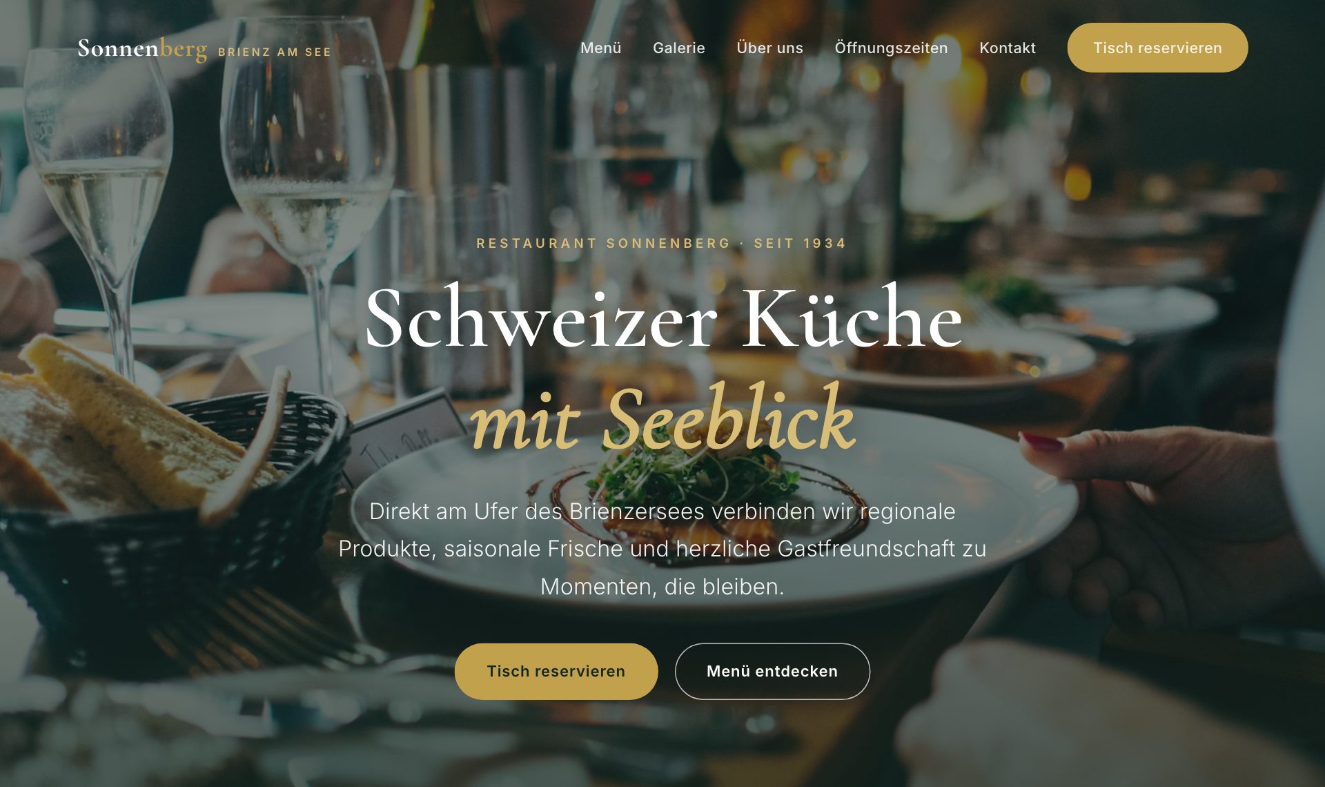 Website von Restaurant Sonnenberg, Restaurant in Brienz