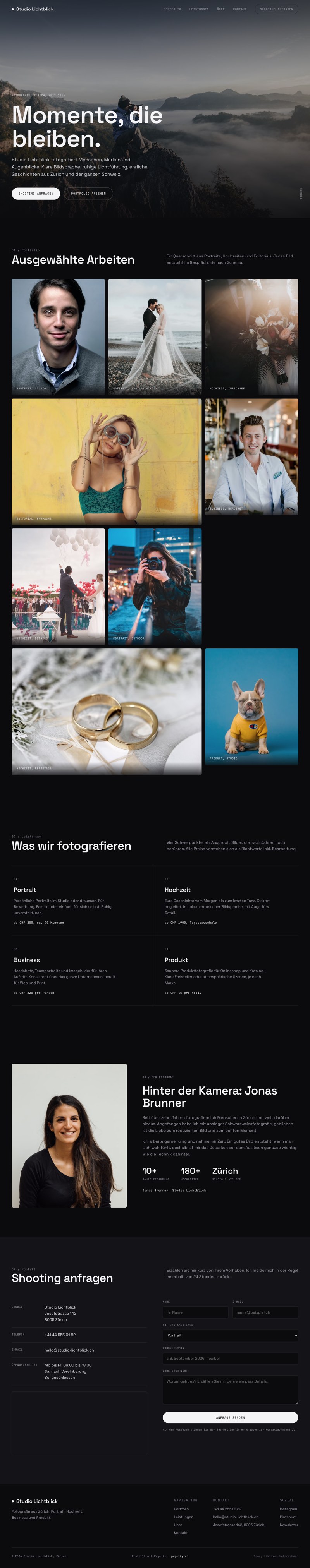 Website von Studio Lichtblick, Zürich