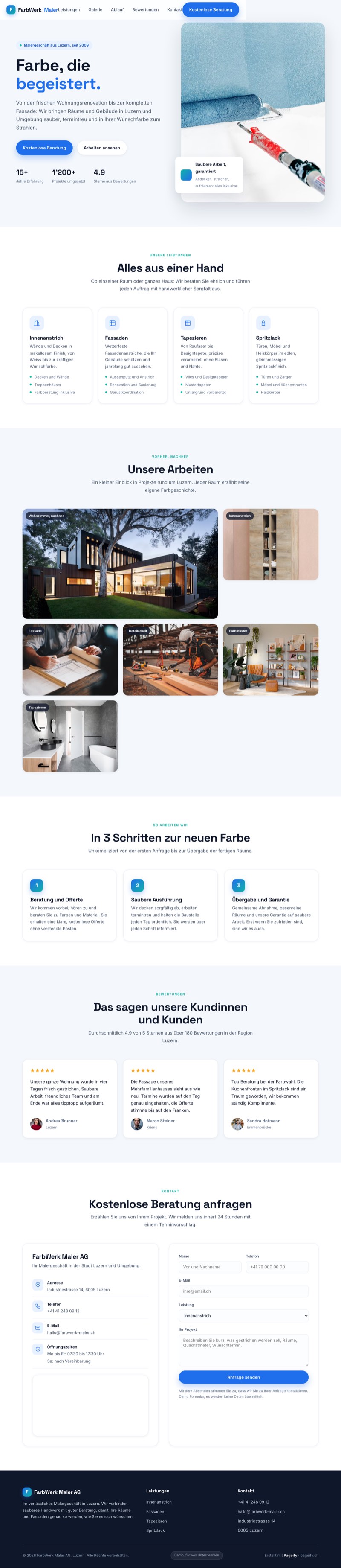 Website von FarbWerk Maler AG, Luzern